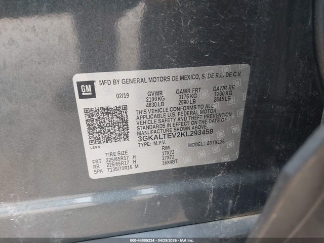 Продаж на аукціоні авто 2019 Gmc Terrain Sle, vin: 3GKALTEV2KL293458, номер лоту: 44985224