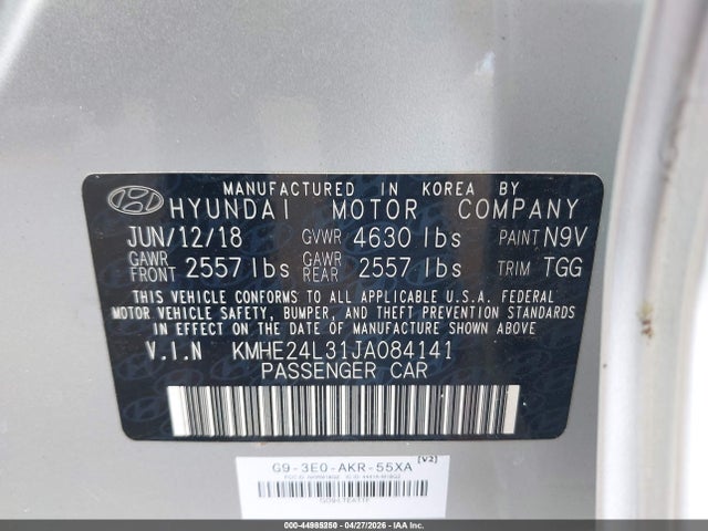 KMHE24L31JA084141 Hyundai Sonata Hybrid Se