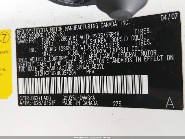 Aukcja sprzedaży 2008 Lexus Rx 350, vin: 2T2HK31U28C057264, numer aukcji: 44985277