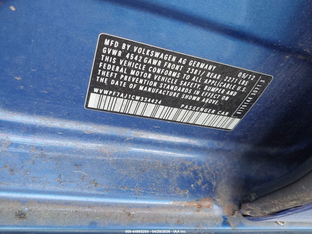 Aukcja sprzedaży 2012 Volkswagen Golf R 4-door, vin: WVWPF7AJ1CW334424, numer aukcji: 44985284