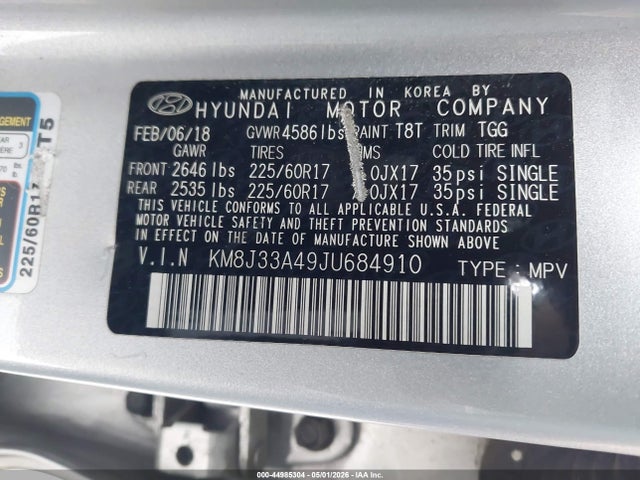 Hyundai TUCSON SEL 2018 KM8J33A49JU684910 Image 9