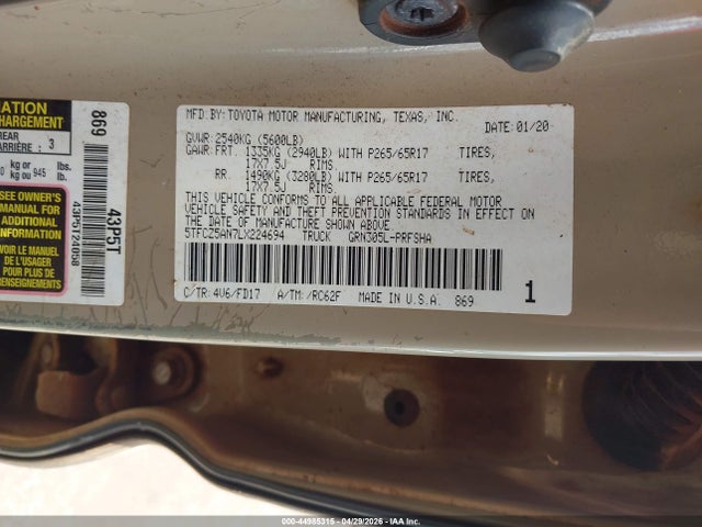 5TFCZ5AN7LX224694 Toyota Tacoma Sr5 V6