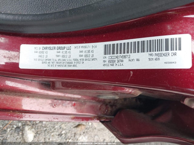 Продаж на аукціоні авто 2015 Chrysler 200 Limited, vin: 1C3CCCAB1FN596712, номер лоту: 44985326