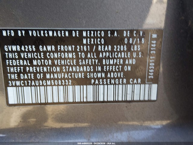 3VWC17AU9GM508332 Volkswagen Golf Sportwagen Tsi S 4-door