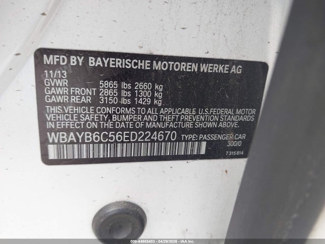 Aukcja sprzedaży 2014 Bmw 750i Xdrive, vin: WBAYB6C56ED224670, numer aukcji: 44985403