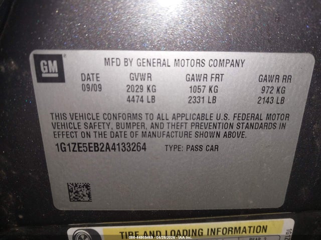 2010 Chevrolet Malibu Ltz მანქანა იყიდება აუქციონზე, vin: 1G1ZE5EB2A4133264, აუქციონის ნომერი: 44985469