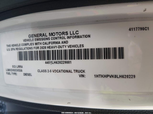 2020 Chevrolet Silverado 6500hd 1wt მანქანა იყიდება აუქციონზე, vin: 1HTKHPVK0LH620229, აუქციონის ნომერი: 44985523
