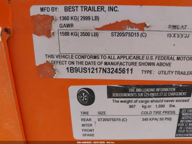 1B9US1217N3245611 Best 5x8us