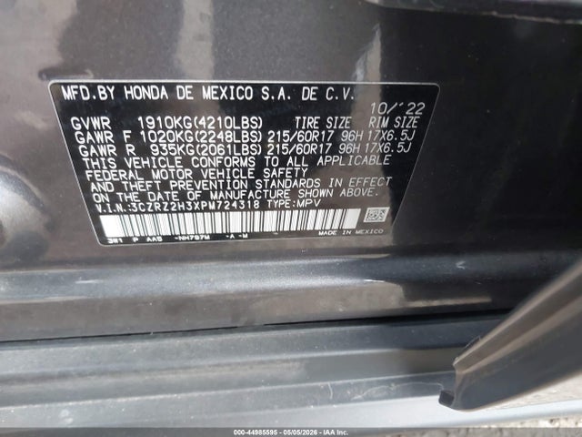 3CZRZ2H3XPM724318 Honda Hr-v Awd Lx