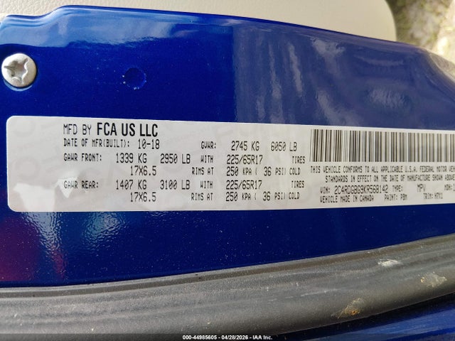 Aukcja sprzedaży 2019 Dodge Grand Caravan Se, vin: 2C4RDGBG9KR568142, numer aukcji: 44985605