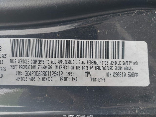 Продажа на аукционе авто 2016 Dodge Journey Sxt, vin: 3C4PDDBG6GT129412, номер лота: 44985621