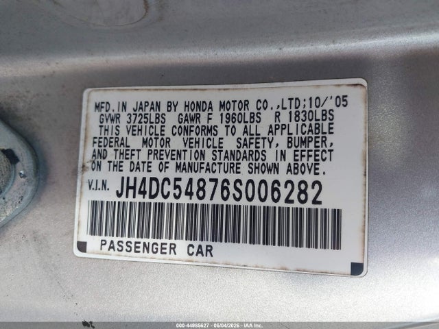 Продаж на аукціоні авто 2006 Acura Rsx, vin: JH4DC54876S006282, номер лоту: 44985627