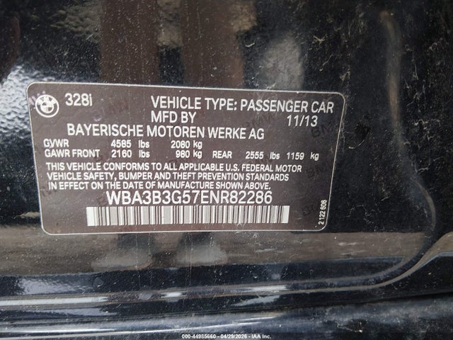Продаж на аукціоні авто 2014 Bmw 328i Xdrive, vin: WBA3B3G57ENR82286, номер лоту: 44985660