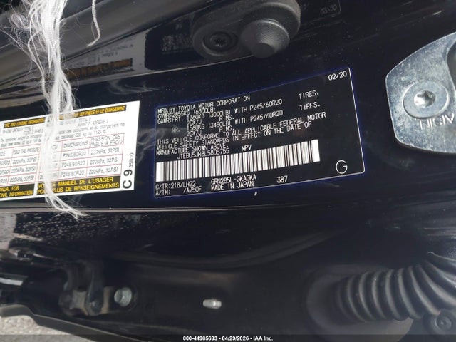 2020 Toyota 4runner Nightshade Special Edition მანქანა იყიდება აუქციონზე, vin: JTEBU5JR8L5805755, აუქციონის ნომერი: 44985693