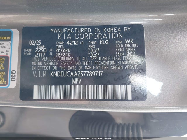 Aukcja sprzedaży 2025 Kia Seltos S, vin: KNDEUCAA2S7789717, numer aukcji: 44985699