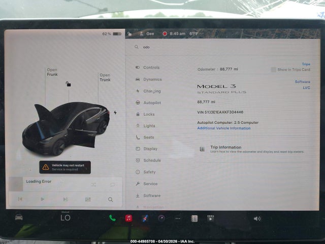 Aukcja sprzedaży 2019 Tesla Model 3 Long Range/mid Range/standard Range/standard Range Plus, vin: 5YJ3E1EAXKF304446, numer aukcji: 44985708