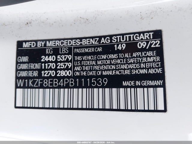 Продажа на аукционе авто 2023 Mercedes-benz E 350 4matic, vin: W1KZF8EB4PB111539, номер лота: 44985767