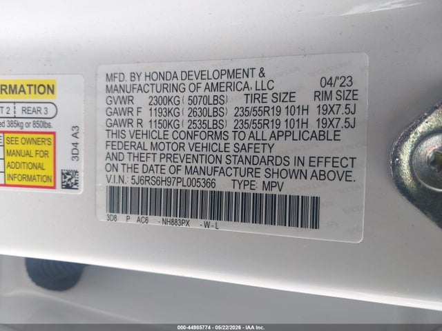 Продаж на аукціоні авто 2023 Honda Cr-v Hybrid Sport Touring, vin: 5J6RS6H97PL005366, номер лоту: 44985774