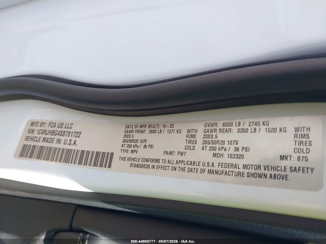 1C4RJHBG4S8781722 Jeep Grand Cherokee Limited 4x4