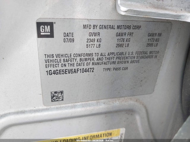 44985782 :رقم المزاد ، 1G4GE5EV6AF104472 vin ، 2010 Buick Lacrosse Cxs مزاد بيع