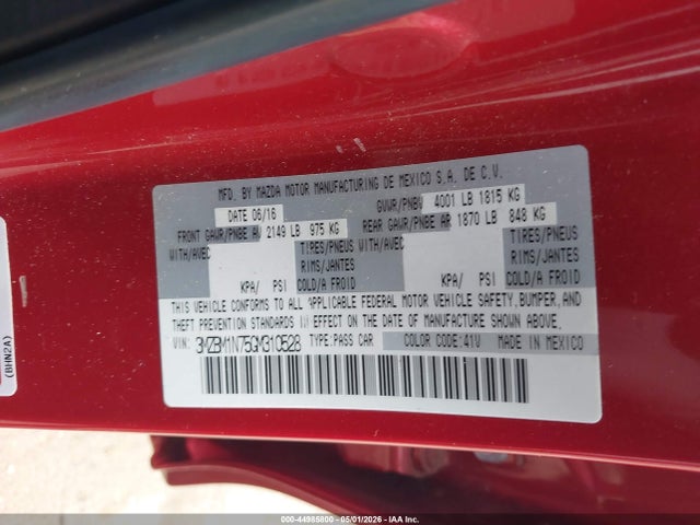 Aukcja sprzedaży 2016 Mazda Mazda3 I Grand Touring, vin: 3MZBM1N75GM310528, numer aukcji: 44985800