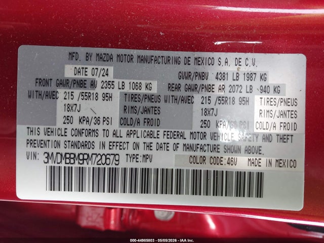 Продажа на аукционе авто 2024 Mazda Cx-30 2.5 S Select Sport, vin: 3MVDMBBM9RM720679, номер лота: 44985803