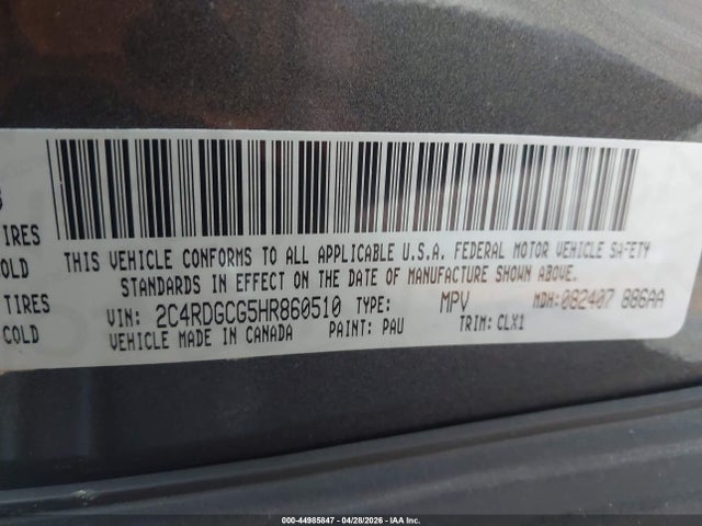 2016 Dodge Grand Caravan Sxt მანქანა იყიდება აუქციონზე, vin: 2C4RDGCG0GR353691, აუქციონის ნომერი: 44985847