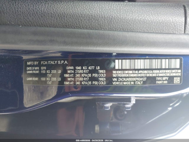 ZACNJABBXKPK04127 Jeep Renegade Latitude Fwd