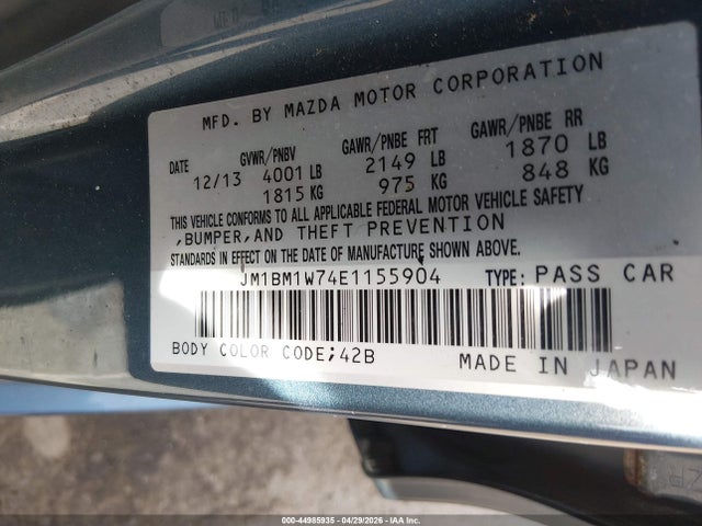 Продаж на аукціоні авто 2014 Mazda Mazda3 I Grand Touring, vin: JM1BM1W74E1155904, номер лоту: 44985935