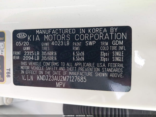 Продаж на аукціоні авто 2021 Kia Soul Lx, vin: KNDJ23AU2M7127685, номер лоту: 44985940