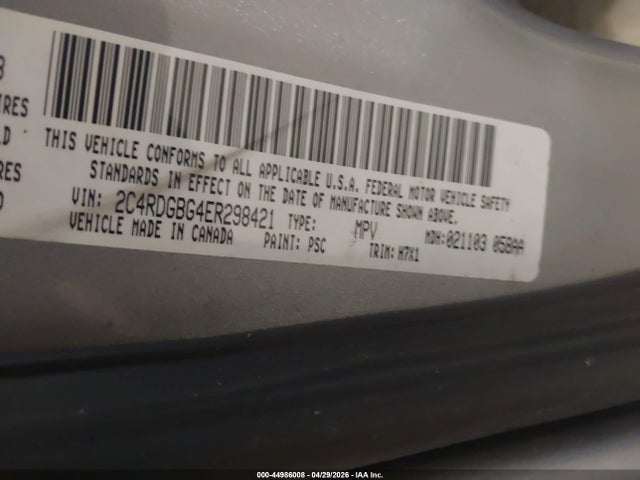 Продаж на аукціоні авто 2014 Dodge Grand Caravan Se, vin: 2C4RDGBG4ER298421, номер лоту: 44986008