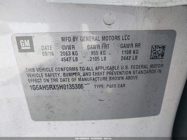 Продажа на аукционе авто 2017 Cadillac Ats Luxury, vin: 1G6AH5RX5H0135306, номер лота: 44986038