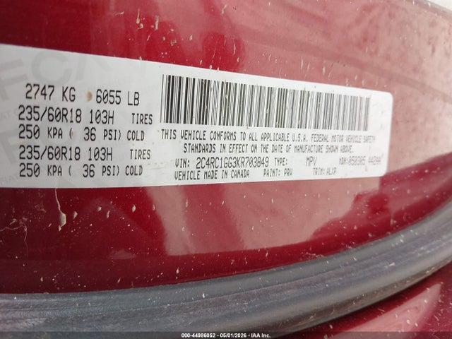Продажа на аукционе авто 2019 Chrysler Pacifica Limited, vin: 2C4RC1GG3KR703849, номер лота: 44986052