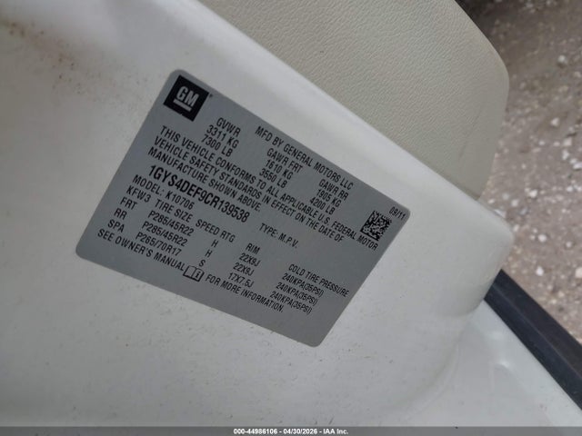 Aukcja sprzedaży 2012 Cadillac Escalade Platinum Edition, vin: 1GYS4DEF9CR139538, numer aukcji: 44986106
