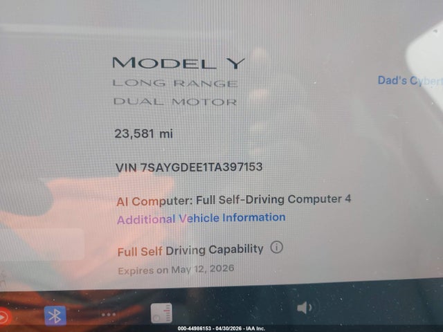 Aukcja sprzedaży 2026 Tesla Model Y All-wheel Drive/long Range Launch Series/premium All-wheel Drive, vin: 7SAYGDEE1TA397153, numer aukcji: 44986153