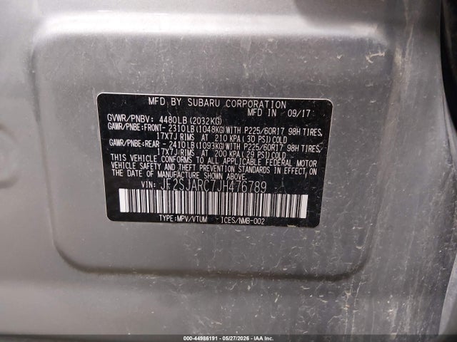 Продаж на аукціоні авто 2018 Subaru Forester 2.5i Limited, vin: JF2SJARC7JH476789, номер лоту: 44986191