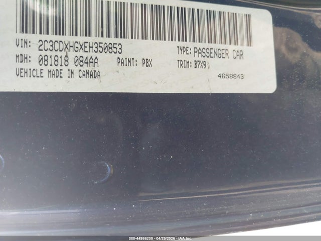2014 Dodge Charger Sxt მანქანა იყიდება აუქციონზე, vin: 2C3CDXHGXEH350853, აუქციონის ნომერი: 44986200