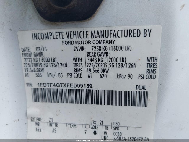 Продаж на аукціоні авто 2015 Ford F-450 Chassis Xl, vin: 1FDTF4GTXFED09159, номер лоту: 44986204
