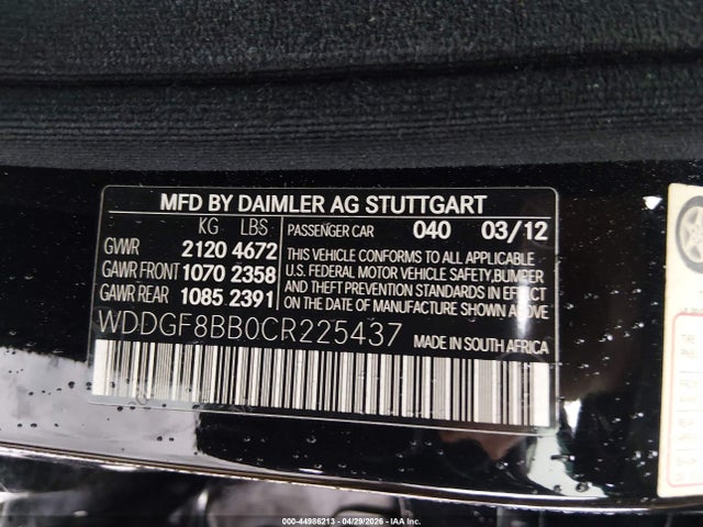 Продаж на аукціоні авто 2012 Mercedes-benz C 300 Sport 4matic, vin: WDDGF8BB0CR225437, номер лоту: 44986213