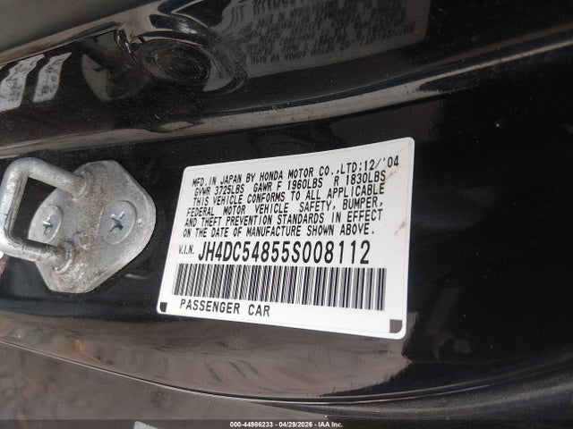 Aukcja sprzedaży 2005 Acura Rsx, vin: JH4DC54855S008112, numer aukcji: 44986233