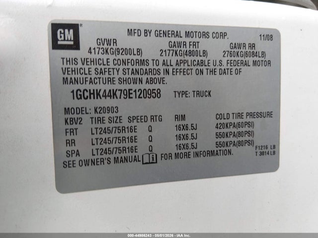 Продажа на аукционе авто 2009 Chevrolet Silverado 2500hd Work Truck, vin: 1GCHK44K79E120958, номер лота: 44986243