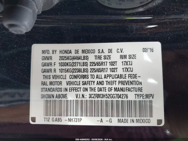3CZRM3H52GG704276 Honda CR-V EX