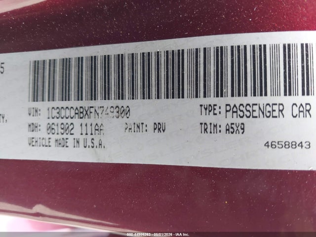 1C3CCCABXFN749300 Chrysler 200 Limited