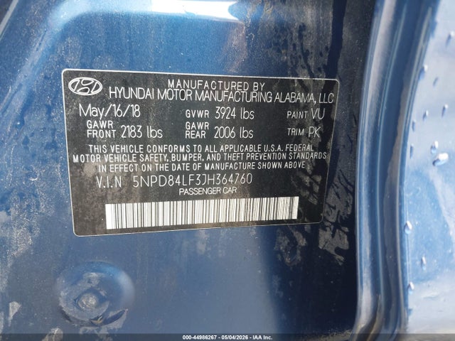 Продажа на аукционе авто 2018 Hyundai Elantra Value Edition, vin: 5NPD84LF3JH364760, номер лота: 44986267
