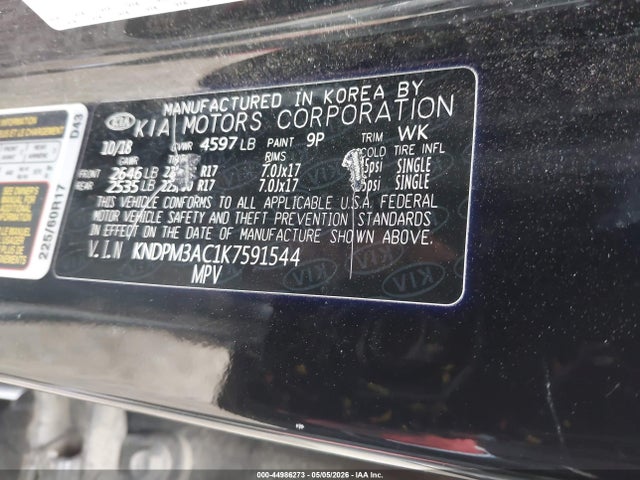 Aukcja sprzedaży 2019 Kia Sportage Lx, vin: KNDPM3AC1K7591544, numer aukcji: 44986273