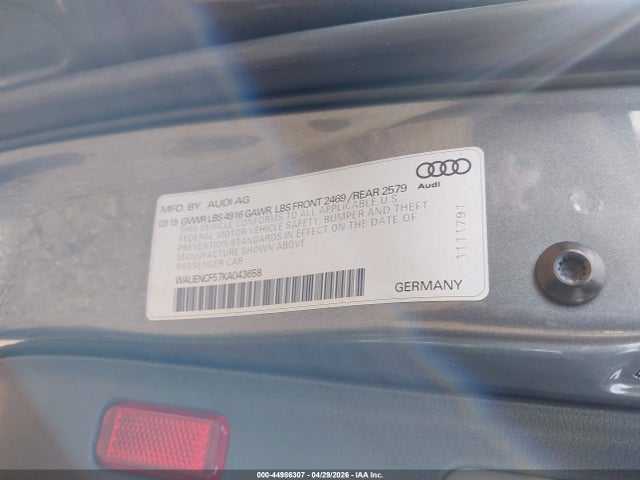 44986307 :رقم المزاد ، WAUENCF57KA043658 vin ، 2019 Audi A5 45 Premium مزاد بيع