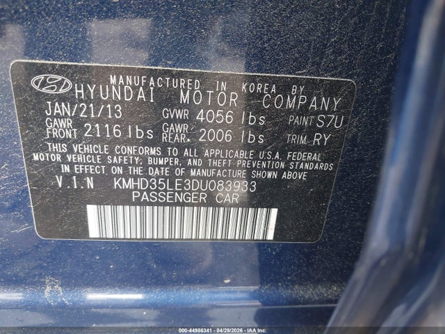 Aukcja sprzedaży 2013 Hyundai Elantra Gt, vin: KMHD35LE3DU083933, numer aukcji: 44986341