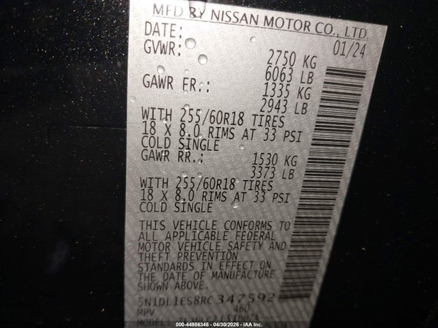 Продаж на аукціоні авто 2024 Infiniti Qx60 Pure Awd, vin: 5N1DL1ES8RC347592, номер лоту: 44986348