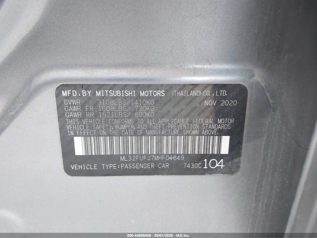 ML32FUFJ7MHF01849 Mitsubishi Mirage G4 Carbonite Edition/es/le