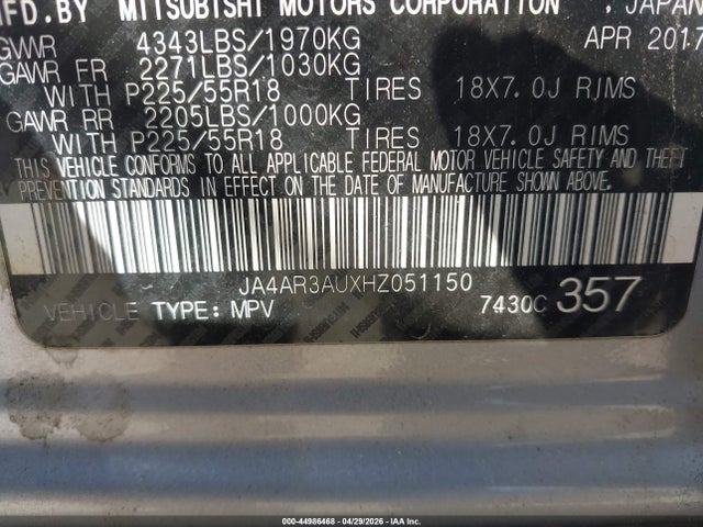 Продаж на аукціоні авто 2017 Mitsubishi Outlander Sport 2.0 Es/2.0 Le, vin: JA4AR3AUXHZ051150, номер лоту: 44986468